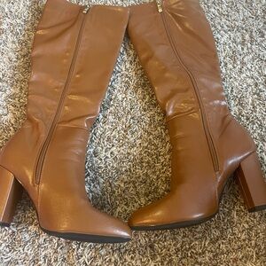Brown Knee-High Leather Boots-size 40/9-9.5 US